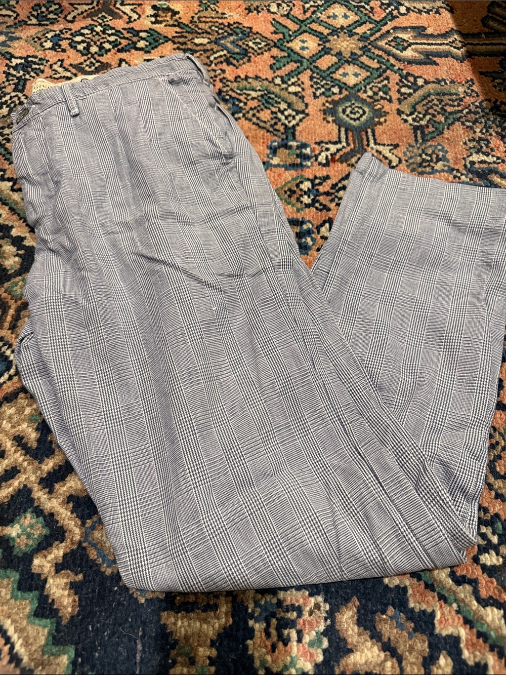 Scotch & Soda Blue and White Glen Plaid Dress Pants